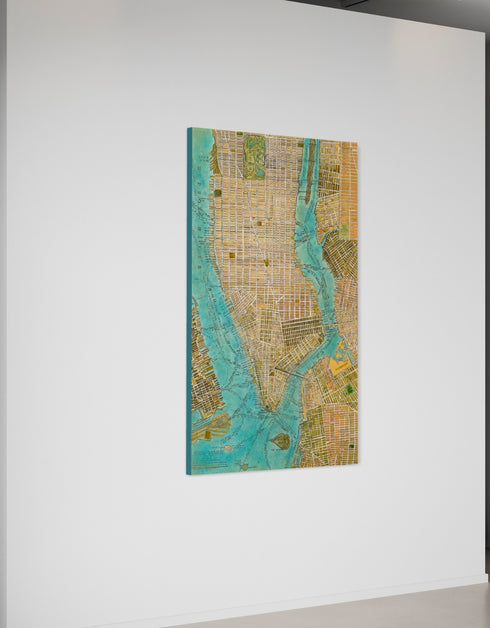 Manhattan Map | Framed Giclee Print on Canvas